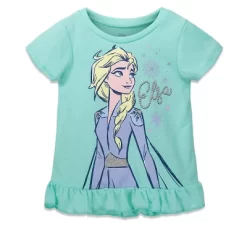 Disney Frozen Moana Princess Rapunzel Snow White Raya And The Last Dragon Girls Peplum T-Shirt And French TerryShorts Outfit Set Toddler