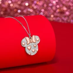 Disney Minnie Mouse Cubic Zirconia Two Tone Sterling Silver Necklace, Pink Plated Accents, 18" -Family Trends Shop GUEST ac21c5e0 2ca6 4acc a738 8956ca723bd7