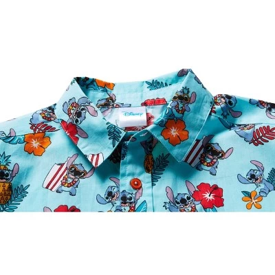 Disney Lilo & Stitch Mickey Mouse Lion King Simba Hawaiian Blue Button Down Shirt Little Kid To Big Kid 3 Disney Lilo & Stitch Mickey Mouse Lion King Simba Hawaiian Blue Button Down Shirt Little Kid To Big Kid - Image 3