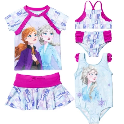 Disney Frozen Elsa Princess Anna Girls One Piece Bathing Suit Bikini Top Rash Guard Modest Swimsuit Skirt And Bottom 5 Set Toddler 8 Disney Frozen Elsa Princess Anna Girls One Piece Bathing Suit Bikini Top Rash Guard Modest Swimsuit Skirt And Bottom 5 Set Toddler - Image 8