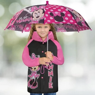 Disney Minnie Mouse Girl's Umbrella And Raincoat Set, Kids Ages 2-5 1 Disney Minnie Mouse Girl's Umbrella And Raincoat Set, Kids Ages 2-5
