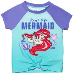 Disney Princess Ariel Girls One-Piece Swimsuit Rash Guard Tankini Top Modest Skirt And Bottom 5 Piece Set Little Kid To Big Kid