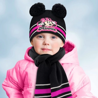 Disney Minnie Mouse Winter Beanie Hat, Scarf & Mittens/Gloves Set, Girls Age 2-7 1 Disney Minnie Mouse Winter Beanie Hat, Scarf & Mittens/Gloves Set, Girls Age 2-7