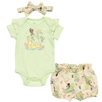Disney Princess The Little Mermaid Ariel Belle Tiana Baby Girls Bodysuit Shorts And Headband 3 Piece Outfit Set Newborn To Infant 9 Disney Princess The Little Mermaid Ariel Belle Tiana Baby Girls Bodysuit Shorts And Headband 3 Piece Outfit Set Newborn To Infant - Image 9