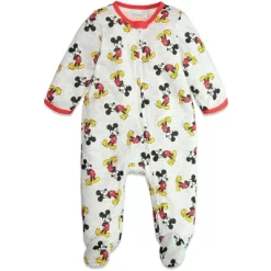 Disney Mickey Mouse Baby 2 Pack Zip Up Sleep N' Play Coveralls Newborn To Infant