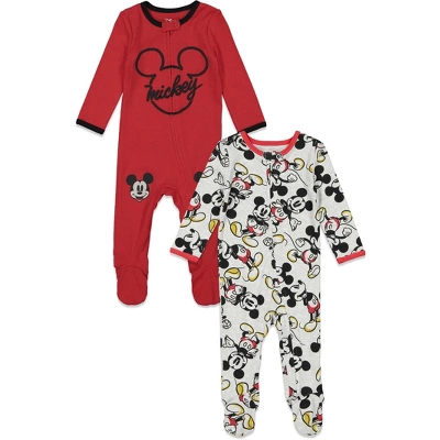 Disney Mickey Mouse Baby 2 Pack Zip Up Sleep N' Play Coveralls Newborn To Infant 5 Disney Mickey Mouse Baby 2 Pack Zip Up Sleep N' Play Coveralls Newborn To Infant - Image 5