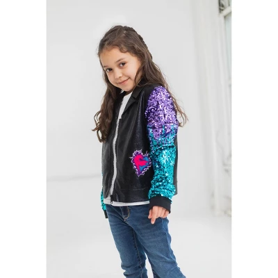 Disney Descendants Mal Sequin Zip Up Jacket Little Kid To Big Kid 1 Disney Descendants Mal Sequin Zip Up Jacket Little Kid To Big Kid