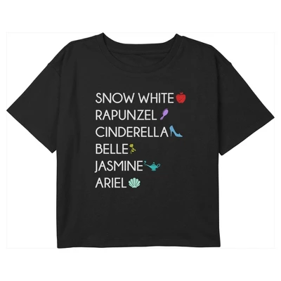 Girl's Disney Princess Icons Crop T-Shirt 2 Girl's Disney Princess Icons Crop T-Shirt - Image 2