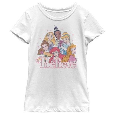 Girl's Disney Princess Believe Sparkle Collage T-Shirt 3 Girl's Disney Princess Believe Sparkle Collage T-Shirt - Image 3