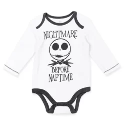 Disney Nightmare Before Christmas Zero Sally Jack Skellington Baby Bodysuit Pants And Hat 3 Piece Outfit Set Newborn To Infant