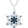 Disney Womens Frozen II Silver Plated Frozen Necklace With Blue Crystal And Glitter Snowflake Pendant Jewelry