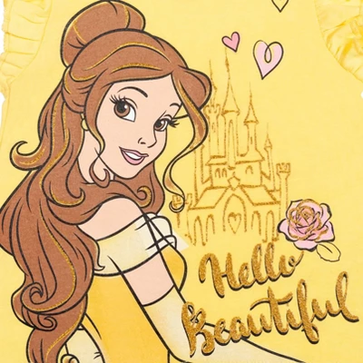 Disney Frozen Moana Princess Rapunzel Snow White Raya And The Last Dragon Baby Girls Peplum T-Shirt And French TerryShorts Outfit Set Infant 3 Disney Frozen Moana Princess Rapunzel Snow White Raya And The Last Dragon Baby Girls Peplum T-Shirt And French TerryShorts Outfit Set Infant - Image 3