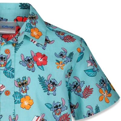 Disney Lilo & Stitch Mickey Mouse Lion King Simba Hawaiian Blue Button Down Shirt Little Kid To Big Kid 2 Disney Lilo & Stitch Mickey Mouse Lion King Simba Hawaiian Blue Button Down Shirt Little Kid To Big Kid - Image 2
