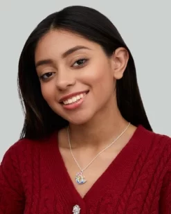 Disney The Little Mermaid Ariel Rainbow Crystal Silver Plated Pendant Necklace, 18"