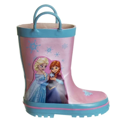 Disney Frozen Elsa Anna Princess Rubber Rainboots - Waterproof Lightweight Easy On With Easy Pull Handles - Pink / Blue (7-1 Toddler / Little Kid / Big Kid) 1 Disney Frozen Elsa Anna Princess Rubber Rainboots - Waterproof Lightweight Easy On With Easy Pull Handles - Pink / Blue (7-1 Toddler / Little Kid / Big Kid)