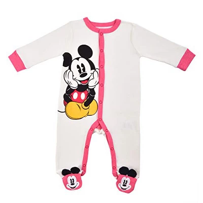 Disney Boy's Mickey Mouse Footed Baby Coverall Jumpsuit And Hat With 3D Ears For Infant 2 Disney Boy's Mickey Mouse Footed Baby Coverall Jumpsuit And Hat With 3D Ears For Infant - Image 2