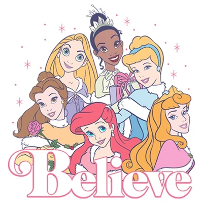 Girl's Disney Princess Believe Sparkle Collage T-Shirt 1 Girl's Disney Princess Believe Sparkle Collage T-Shirt