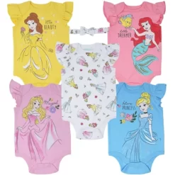 Disney Princess Ariel Belle Cinderella Rapunzel Tiana Snow White Aurora Baby Girls 5 Pack Bodysuits Newborn To Infant -Family Trends Shop GUEST cc776c18 d8c9 4e72 ad9a 1d43ebbe2f3b