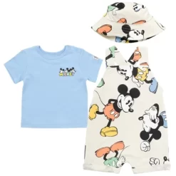 Disney Mickey Mouse Baby French Terry Short Overalls T-Shirt And Hat 3 Piece Outfit Set Newborn To Infant -Family Trends Shop GUEST ce7635ca b682 440b b160 ec3b5373000b