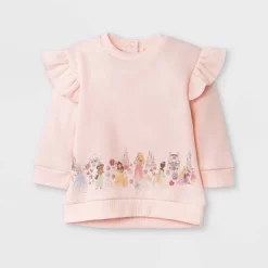 Baby Girls' 3pc Disney Princess Fleece Pullover And Tutu Leggings Set - Light Pink