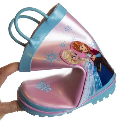 Disney Frozen Elsa Anna Princess Rubber Rainboots - Waterproof Lightweight Easy On With Easy Pull Handles - Pink / Blue (7-1 Toddler / Little Kid / Big Kid) 3 Disney Frozen Elsa Anna Princess Rubber Rainboots - Waterproof Lightweight Easy On With Easy Pull Handles - Pink / Blue (7-1 Toddler / Little Kid / Big Kid) - Image 3