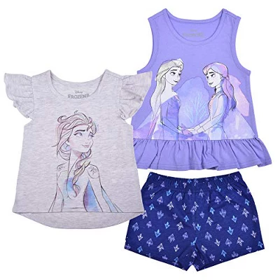 Disney Girl's 3-Pack Ruffle Sleeve Tee, Sleeveless Peplum Shirt And Casual Short Set For Toddler 6 Disney Girl's 3-Pack Ruffle Sleeve Tee, Sleeveless Peplum Shirt And Casual Short Set For Toddler - Image 6