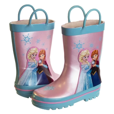 Disney Frozen Elsa Anna Princess Rubber Rainboots - Waterproof Lightweight Easy On With Easy Pull Handles - Pink / Blue (7-1 Toddler / Little Kid / Big Kid) 4 Disney Frozen Elsa Anna Princess Rubber Rainboots - Waterproof Lightweight Easy On With Easy Pull Handles - Pink / Blue (7-1 Toddler / Little Kid / Big Kid) - Image 4