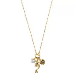 Disney Princess Little Mermaid Ariel Yellow Gold Plated 3D Cubic Zirconia Charm Necklace, 18" -Family Trends Shop GUEST de2a42fb 722f 4b06 af43 97e29379e616