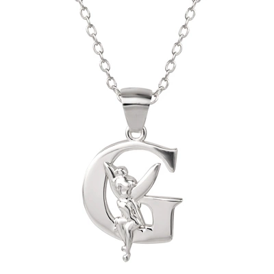 Disney Tinkerbell Initial Silver Pendant Necklace 11 Disney Tinkerbell Initial Silver Pendant Necklace - Image 11