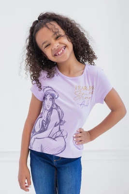 Disney Princess Ariel Cinderella Tiana Moana Jasmine Belle Girls 3 Pack T-Shirts Toddler To Big Kid 2 Disney Princess Ariel Cinderella Tiana Moana Jasmine Belle Girls 3 Pack T-Shirts Toddler To Big Kid - Image 2