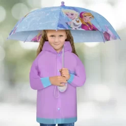 Disney Frozen Elsa And Anna Girlâs Umbrella And Raincoat Set, Kids Ages 4-7