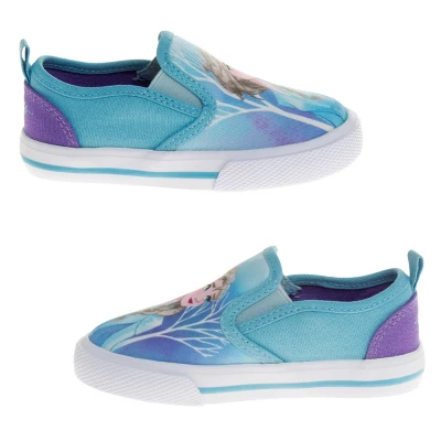 Frozen Elsa Anna Girls No Lace Shoes - Kids Disney Character Loafer Low Top SlipOn Casual Tennis Canvas Sneakers (size 5-12 Toddler - Little Kid) 3 Frozen Elsa Anna Girls No Lace Shoes - Kids Disney Character Loafer Low Top SlipOn Casual Tennis Canvas Sneakers (size 5-12 Toddler - Little Kid) - Image 3