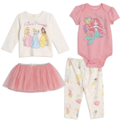 Disney Princess Disney Minnie Mouse Princess Ariel Baby Girls Bodysuit Graphic T-Shirt Mesh Skirt And Leggings 4 Piece Layette Set 8 Disney Princess Disney Minnie Mouse Princess Ariel Baby Girls Bodysuit Graphic T-Shirt Mesh Skirt And Leggings 4 Piece Layette Set - Image 8