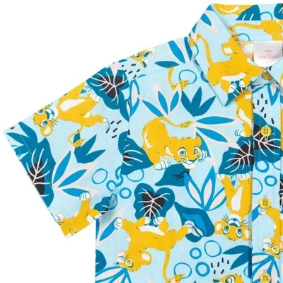 Disney Lilo & Stitch Mickey Mouse Lion King Simba Hawaiian Blue Button Down Shirt Little Kid To Big Kid 7 Disney Lilo & Stitch Mickey Mouse Lion King Simba Hawaiian Blue Button Down Shirt Little Kid To Big Kid - Image 7
