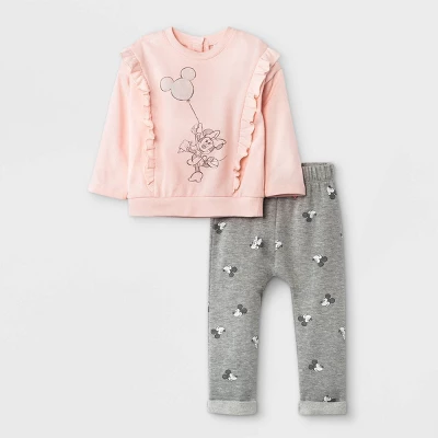 Disney Baby Girls' 2pc Minnie Mouse Fleece Pullover And Jogger Set - Light Pink 4 Disney Baby Girls' 2pc Minnie Mouse Fleece Pullover And Jogger Set - Light Pink - Image 4