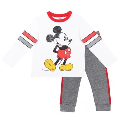 Disney Mickey Mouse Toddler Boys Long Sleeve T-Shirt Fleece Pant Set White/Gray 7 Disney Mickey Mouse Toddler Boys Long Sleeve T-Shirt Fleece Pant Set White/Gray - Image 7