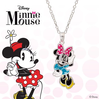 Disney Classic Womens Minnie Mouse Silver Plated Pendant Necklace With Crystal Bow 4 Disney Classic Womens Minnie Mouse Silver Plated Pendant Necklace With Crystal Bow - Image 4